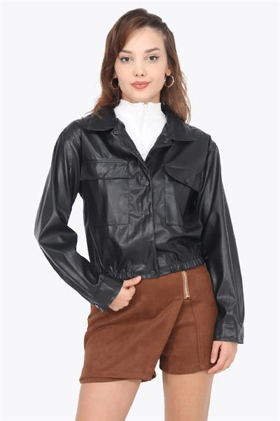 Beli Lastikli Deri Gömlek