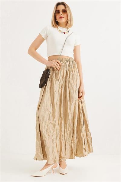 Beli Lastikli Kırışık Model Etek