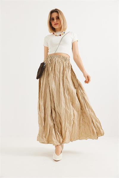 Beli Lastikli Kırışık Model Etek