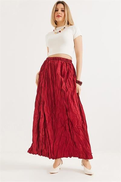 Beli Lastikli Kırışık Model Etek
