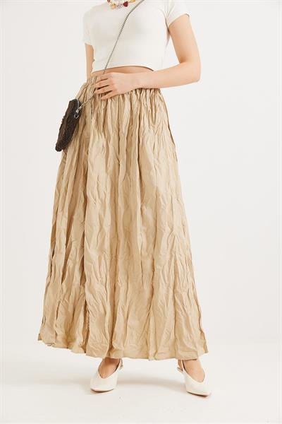 Beli Lastikli Kırışık Model Etek