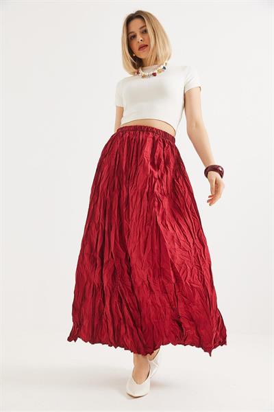 Beli Lastikli Kırışık Model Etek