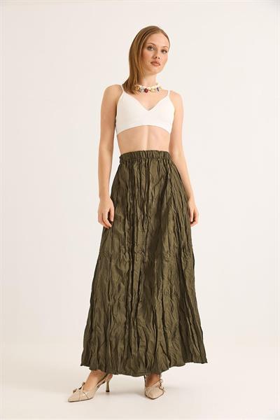 Beli Lastikli Kırışık Model Etek