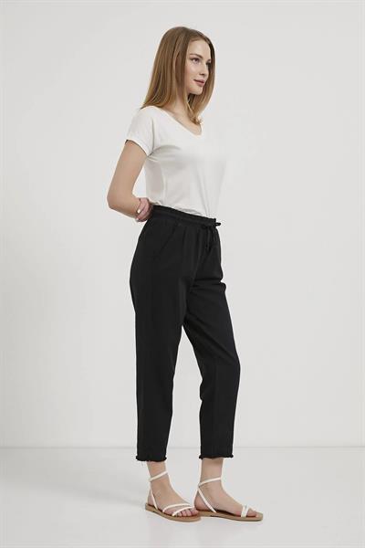 Beli Lastikli Paça Püsküllü Pantolon