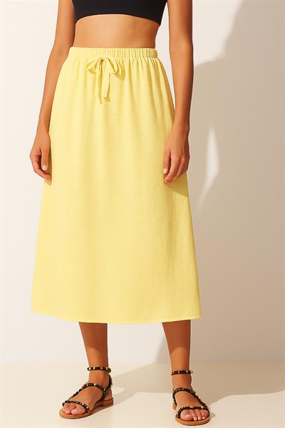 Beli Lastikli Yandan Yırtmaçlı Etek