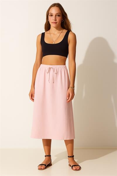 Beli Lastikli Yandan Yırtmaçlı Etek