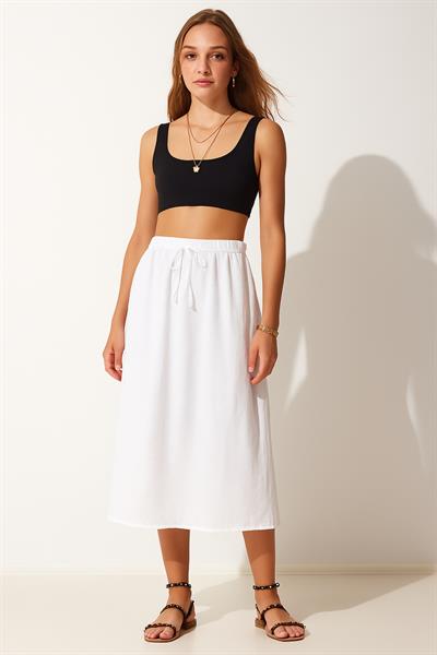 Beli Lastikli Yandan Yırtmaçlı Etek