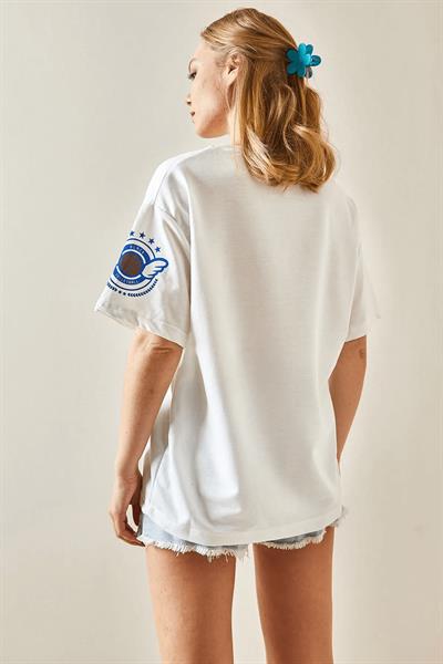 Bisiklet Yaka Baskılı T-shirt