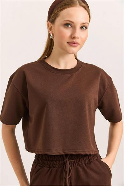 Bisiklet Yaka Crop Tshirt