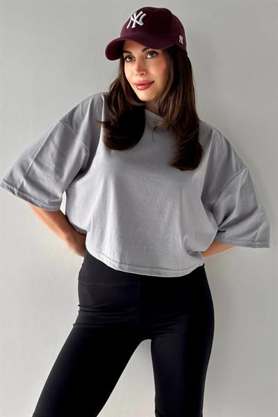Bisiklet Yaka Crop Tshirt