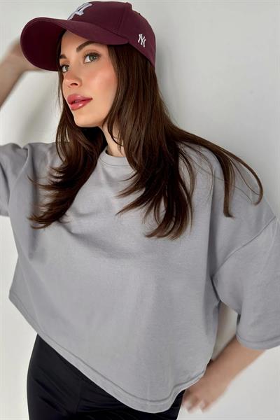 Bisiklet Yaka Crop Tshirt