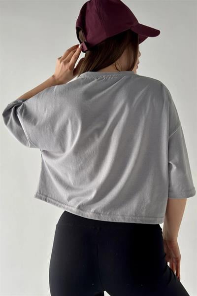 Bisiklet Yaka Crop Tshirt