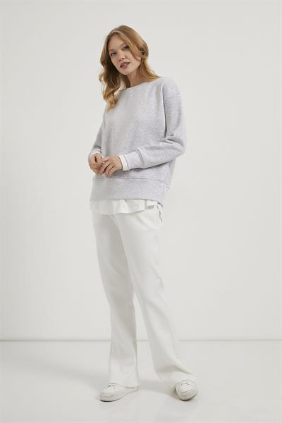 Bisiklet Yaka Eteği Garnili 3 İp Sweat