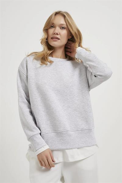 Bisiklet Yaka Eteği Garnili 3 İp Sweat