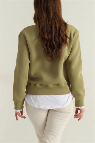 Bisiklet Yaka Eteği Garnili 3 İp Sweat