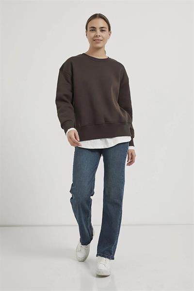 Bisiklet Yaka Eteği Garnili 3 İp Sweat