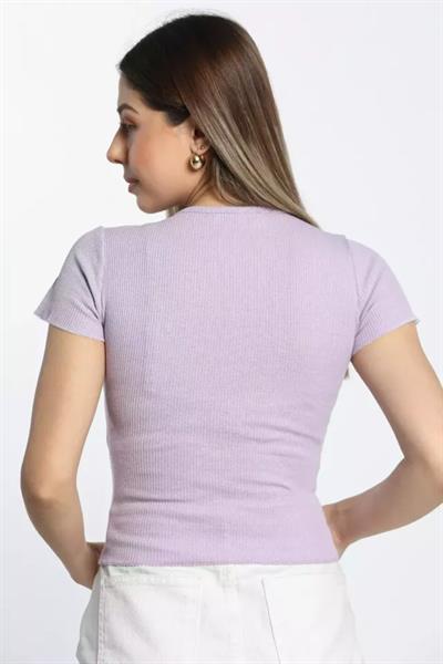 Bisiklet Yaka Kaşkorse Kısa Kol Bluz