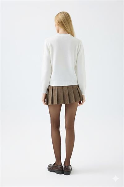 Bisiklet Yaka Kurdele Detaylı Triko Hırka