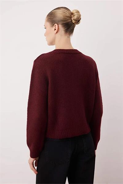 Bisiklet Yaka Kurdele Detaylı Triko Hırka