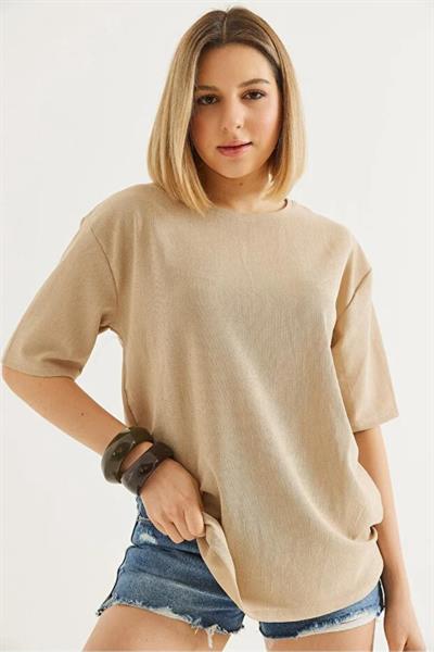 Bisiklet Yaka Oval Kesim Tshirt