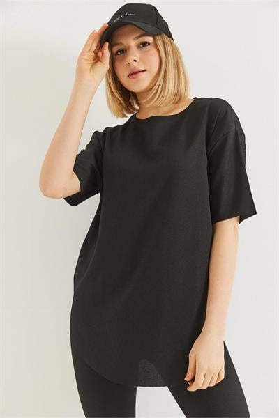 Bisiklet Yaka Oval Kesim Tshirt