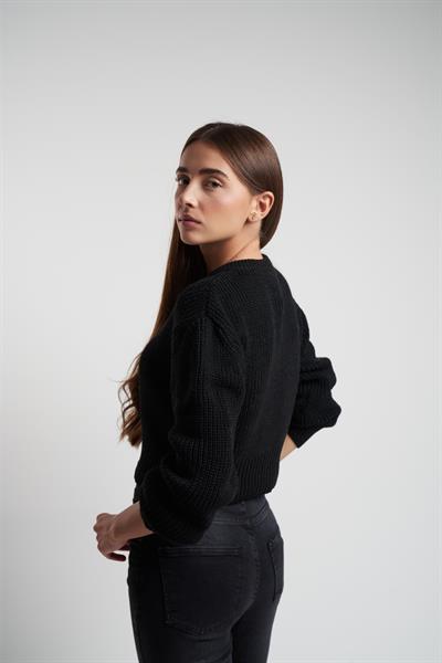 Bisiklet Yaka Triko Fermuarlı Crop Hırka