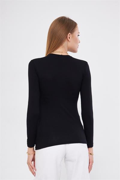 Bisiklet Yaka Uzun Kol Likralı Viskon Body