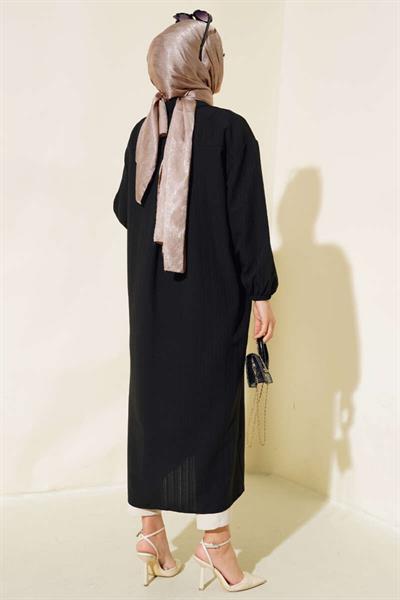 Boydan Düğmeli Uzun Gömlek