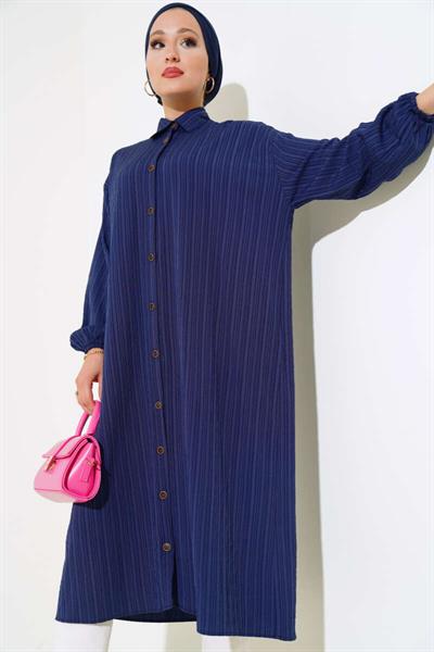 Boydan Düğmeli Uzun Gömlek