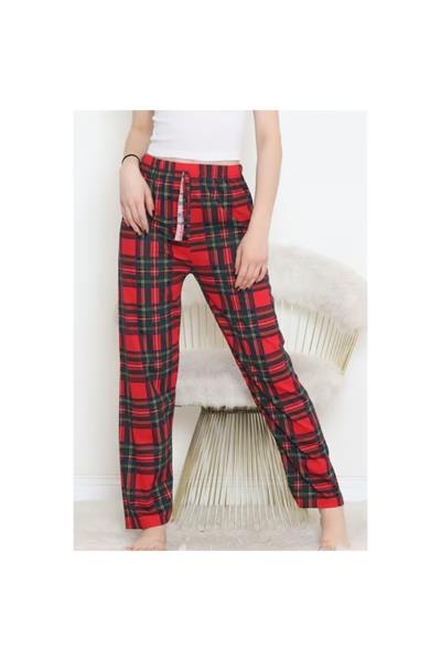 Büyük Ekose Desenli Süet Pijama Altı