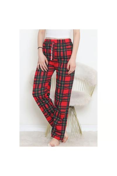 Büyük Ekose Desenli Süet Pijama Altı