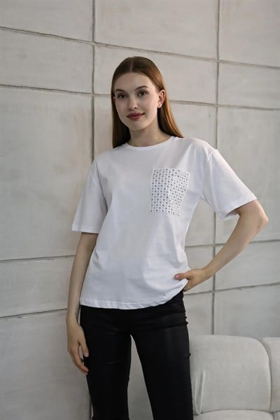 Cebi Taş Detaylı Tshirt