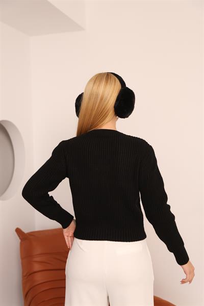 Cep Detay Düğmeli Hırka