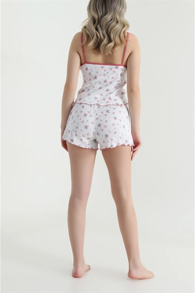 Çiçek Desen Şortlu Pijama Takımı