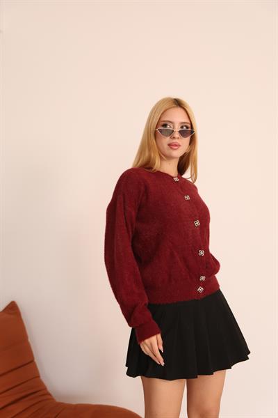 Çiçek Düğmeli Sakal Hırka