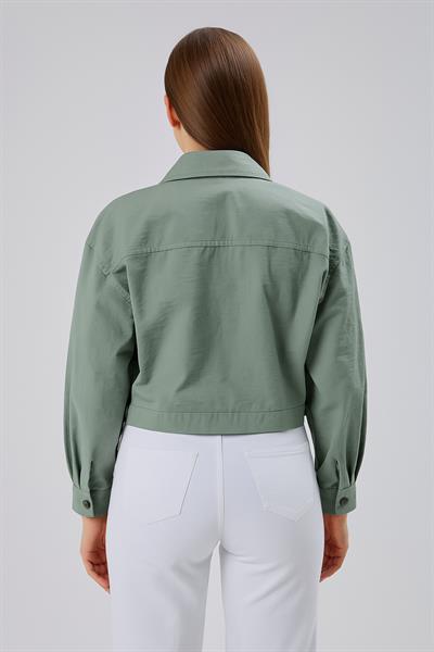Çift Cepli Crop Gömlek