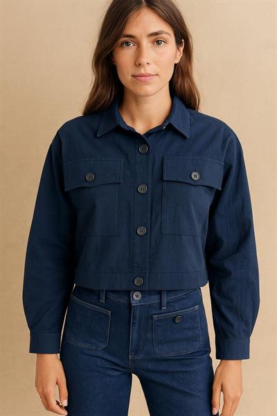 Çift Cepli Crop Gömlek