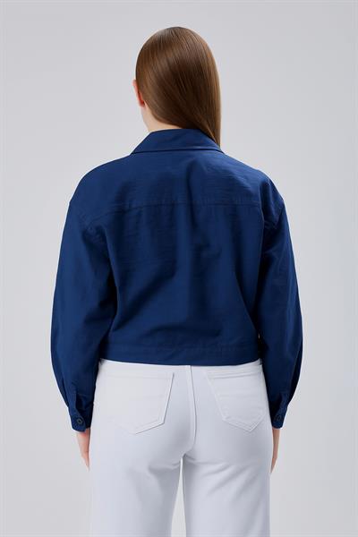 Çift Cepli Crop Gömlek