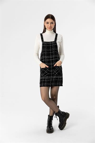 Çift Cepli Ekoseli Salopet