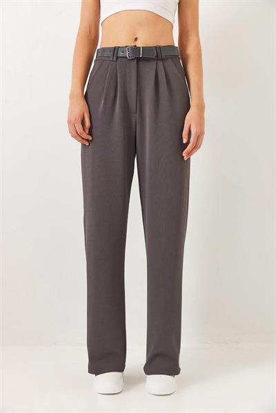 Çift Pile Detay Kemerli Örme Pantolon