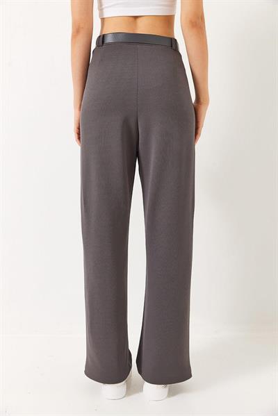 Çift Pile Detay Kemerli Örme Pantolon