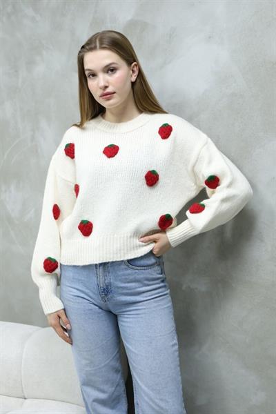 Çilekli Triko Kazak