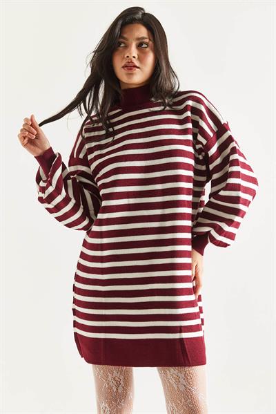 Çizgili Balon Kol Tunik