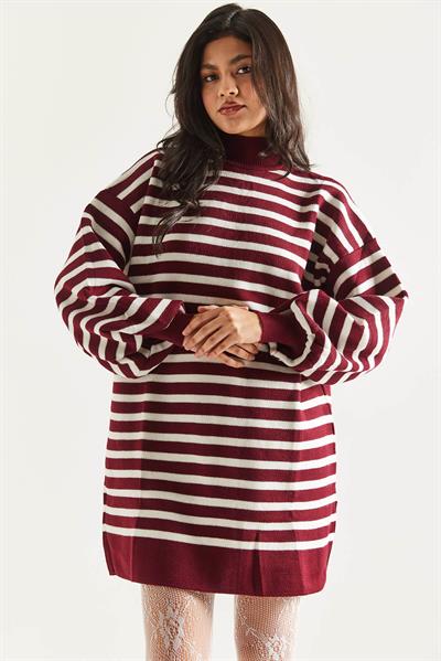 Çizgili Balon Kol Tunik