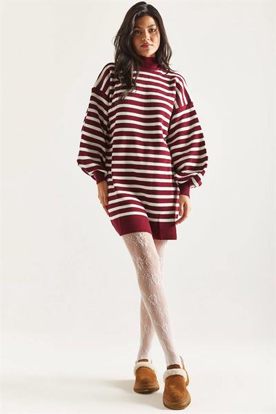 Çizgili Balon Kol Tunik