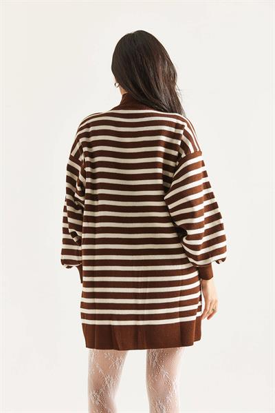 Çizgili Balon Kol Tunik