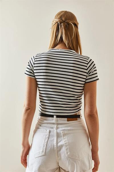 Çizgili Crop Tshirt