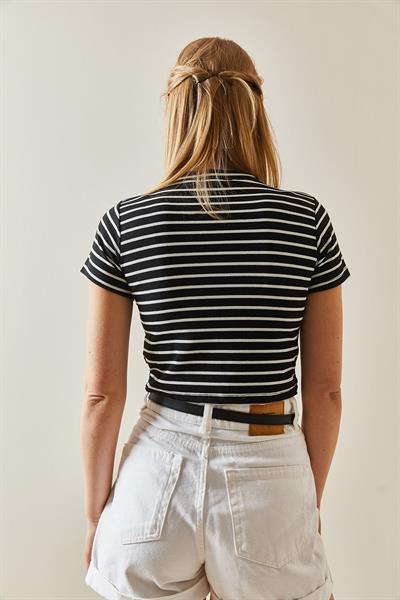 Çizgili Crop Tshirt