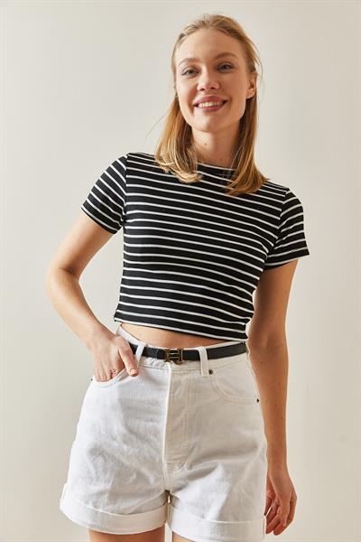 Çizgili Crop Tshirt