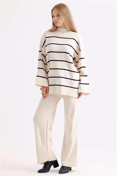 Çizgili Triko Pantolon Takım